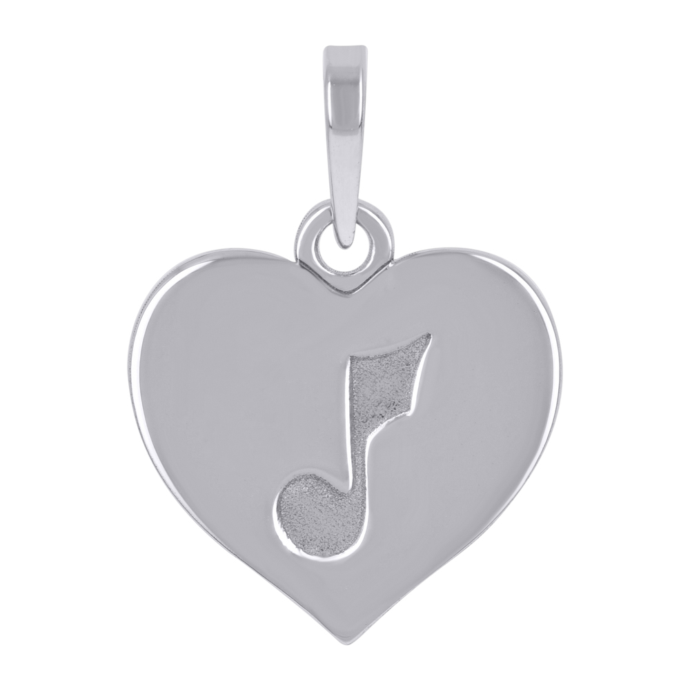 925 Sterling Silver Womens Treble Clef Music Note Heart Charm Pendant